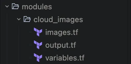 Структура папки модуля с добавленным файлом output.tf