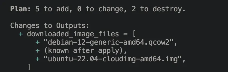 Результат terraform plan с тремя ресурсами